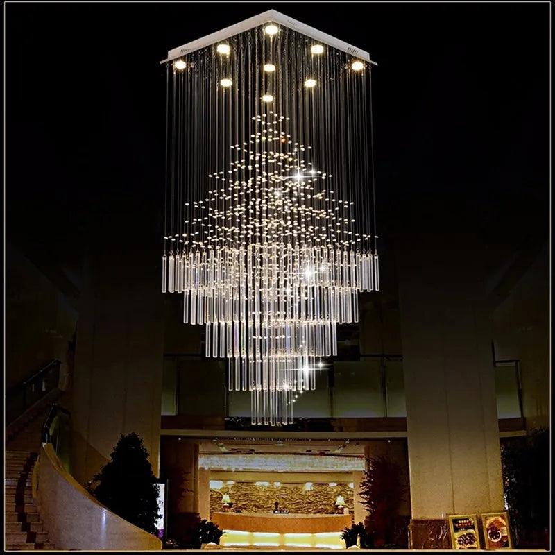 Modern Chandelier For Living Room Columnar Crystal Hanging Lamp Square Base Light Fixture Stair Loft - Buy Cheaply Furniture