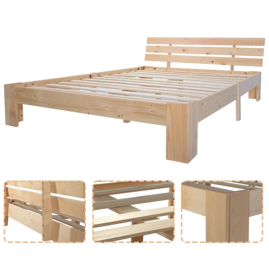 Double Bed with Headboard with Slatted Frame 200X140cm - Buy Cheaply Furniture