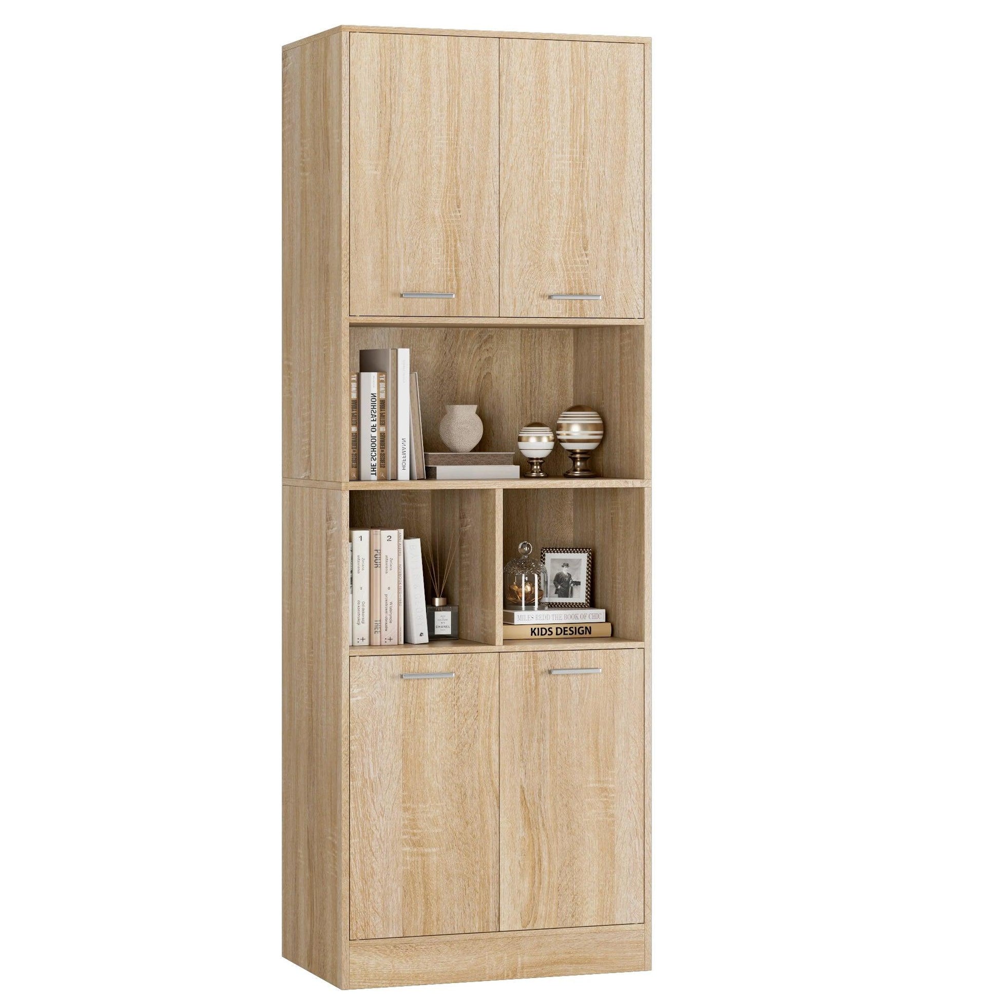 Getone Bathroom Tall Cabinets White Tall Storage Cabinet with Doors and Open Shelves Bookcase for Living Room Kitchen180.5x60x40cm - Buy Cheaply Furniture