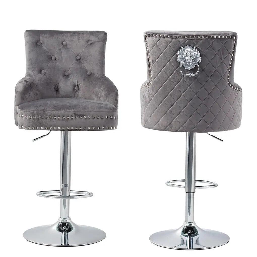 Luxury Bar Stool Dining Chairs Swivel Bar Stools Velvet Upholstered Lion Knocker for Home,Bar Table - Buy Cheaply Furniture