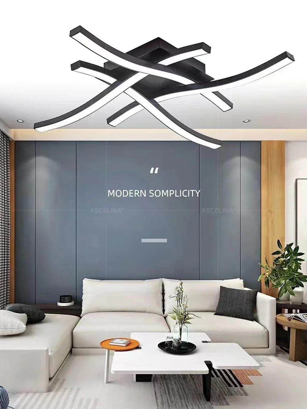 LED Ceiling Light Black Wave Ceiling Light Modern Multihead Long Corridor Living Room Balcony Bedroom Home Decor Lighting Lustre - Buy Cheaply Furniture