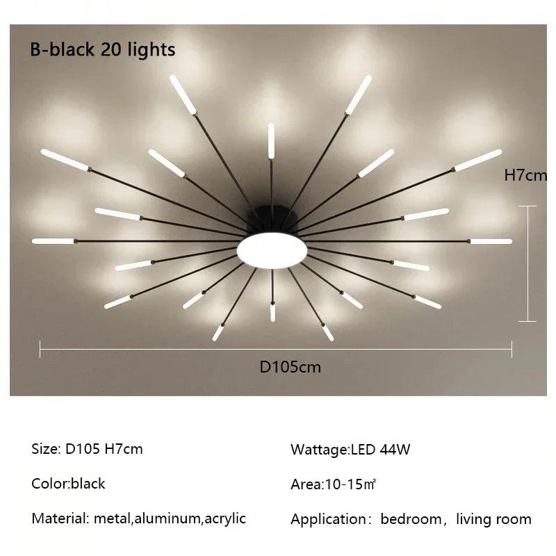 Modern Firework Led Chandeliers Lighting Lamp Home Decor Living Room Ceiling Lights Luminaria Bedroom Black Gold Spiral Lamparas - Buy Cheaply Furniture