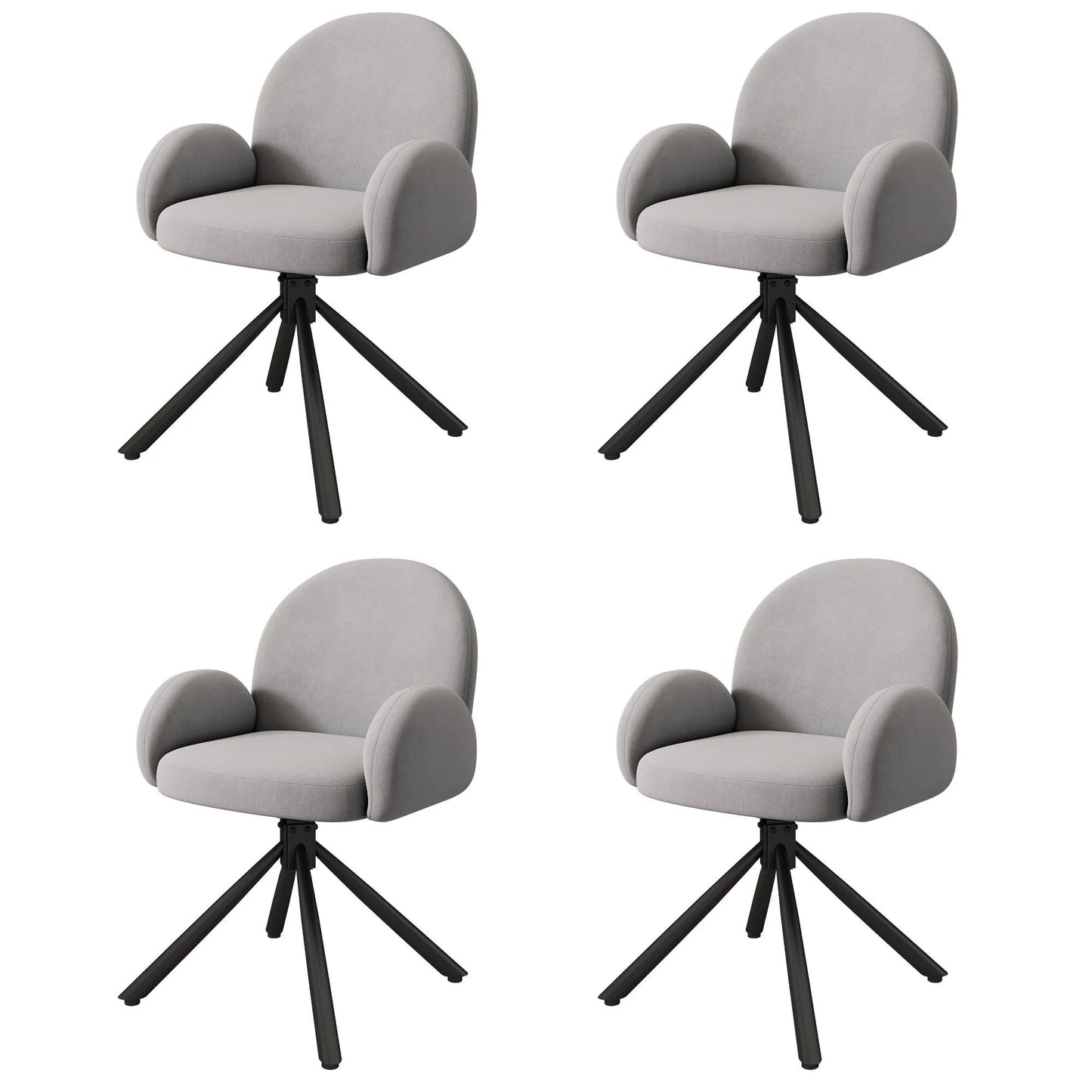 Modern and Plain Swivel Dining Chair Velvet Set of 4 with Armrests, Dining Chair, Without dining table - Buy Cheaply Furniture