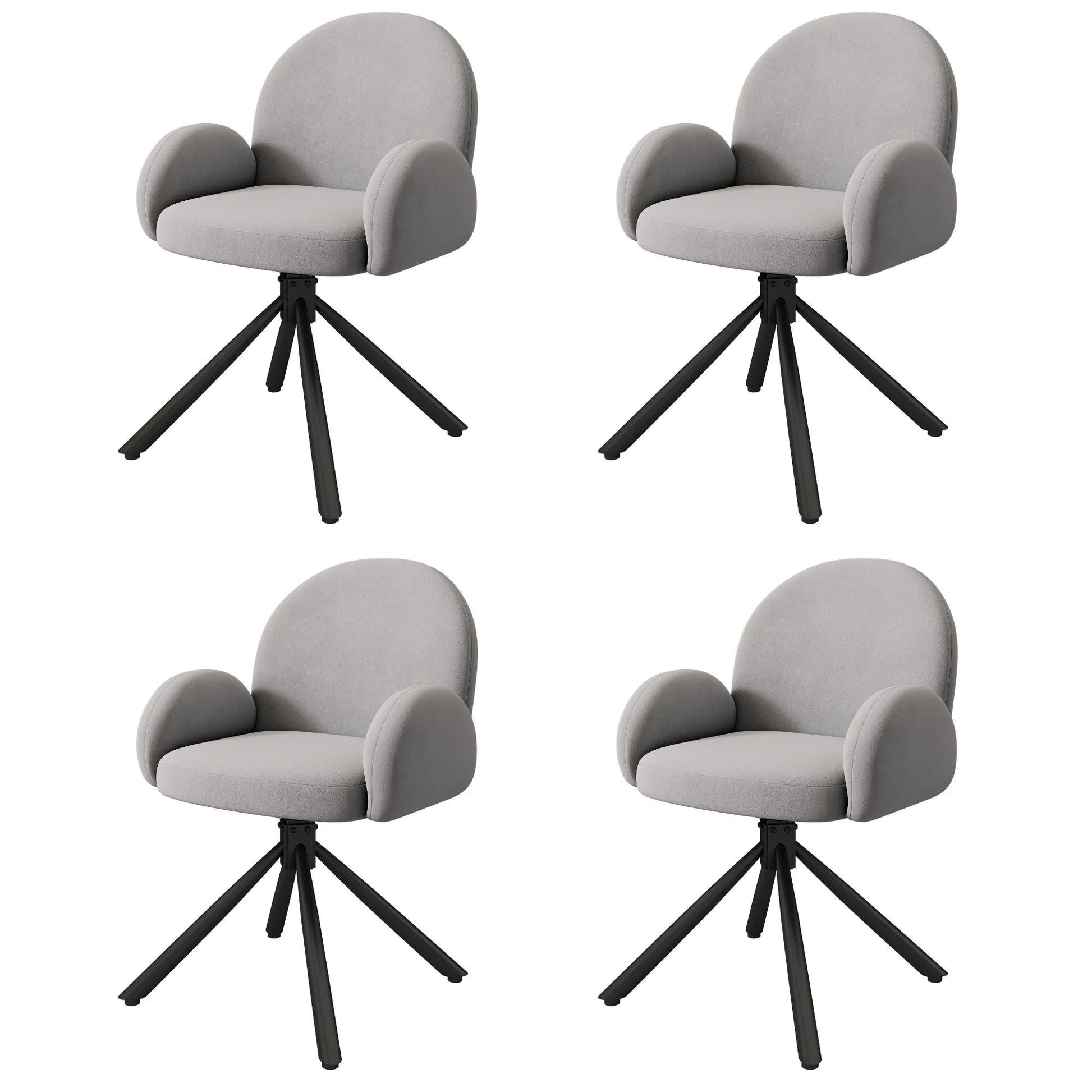 Modern and Plain Swivel Dining Chair Velvet Set of 4 with Armrests, Dining Chair, Without dining table - Buy Cheaply Furniture