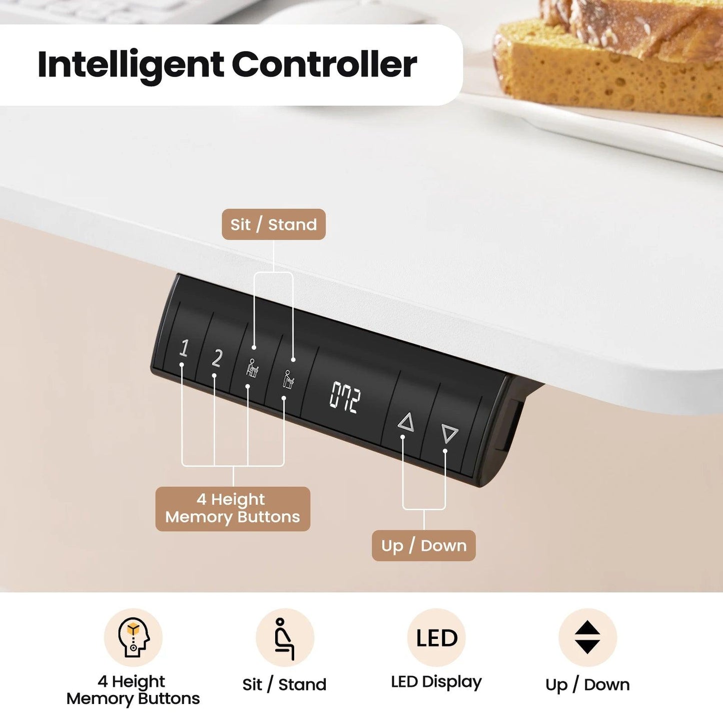 Electric L-shaped Sit Stand Desk Corner Table 140x120cm Height Adjustable Computer Desk with 4 Memory Controls Monitor Stand - Buy Cheaply Furniture