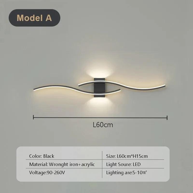 Modern LED Strip Wall Lamp Double Curve Remote Control Light Bedside Decor Black Gold Wall Sconces Living Room Bedroom Led Fixtu - Buy Cheaply Furniture