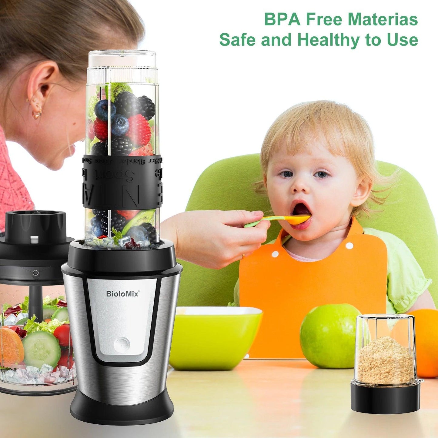 BioloMix 3-in-1 Multifunctional Food Processor 700W Portable Juicer Blender Personal Smoothie Mixer Food Chopper and Dry Grinder - Buy Cheaply Furniture