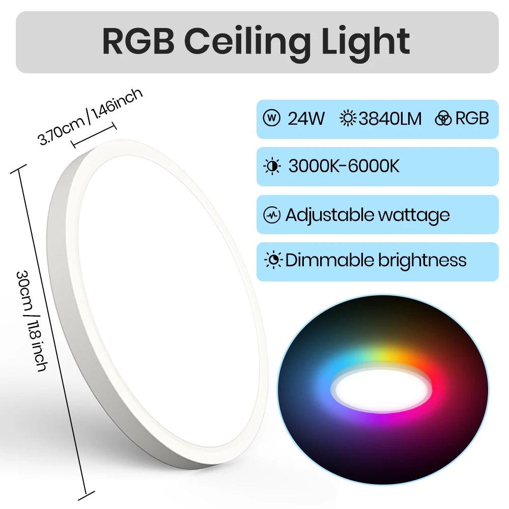 220V LED Ceiling Light Dimmable With Remote Control 24W 2700LM RGB 3000K-6500K Round Lamp Ceiling For Living Room Bedroom - Buy Cheaply Furniture