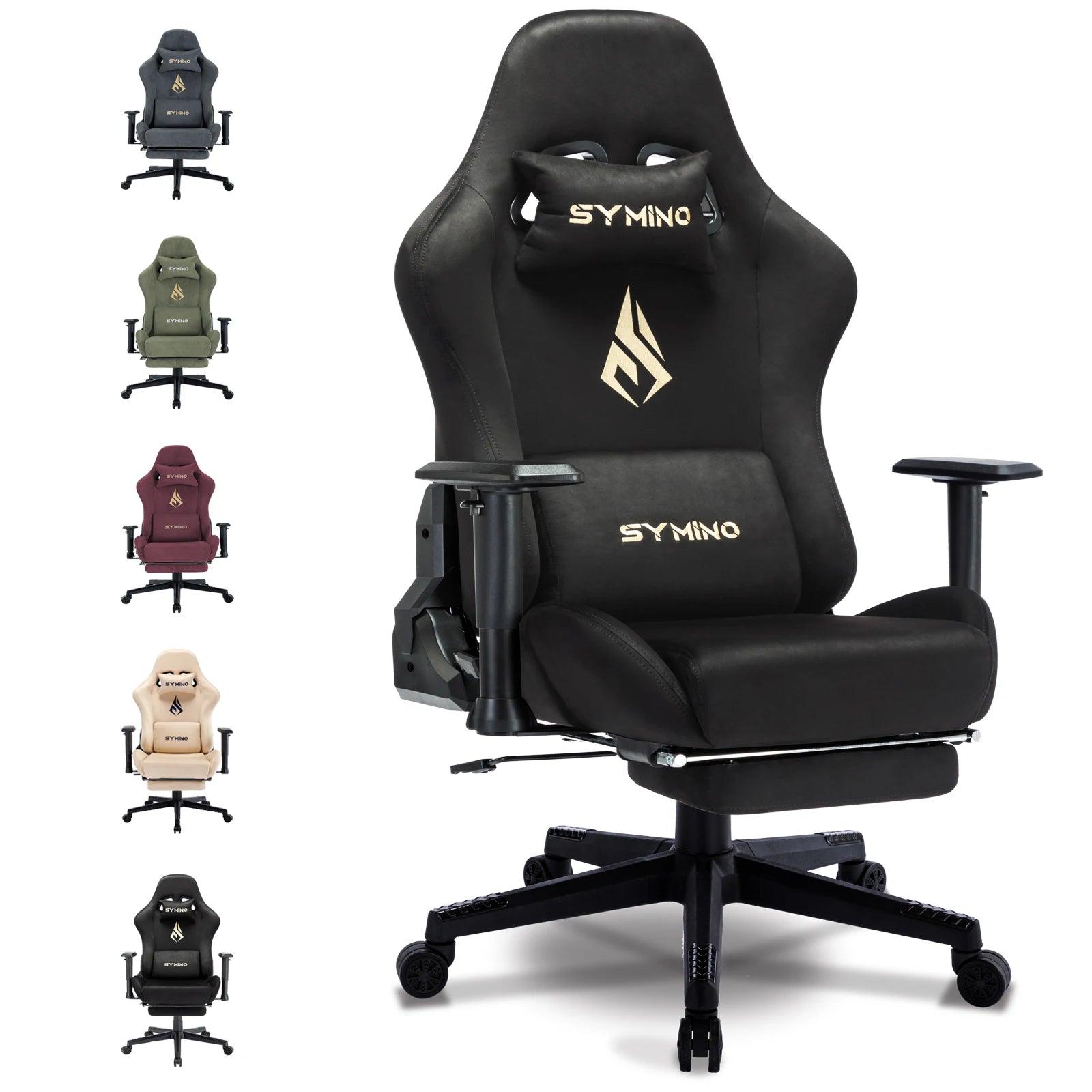 Symino Gaming Chair, Ergonomic Gamer Chair with Footrest, Breathable PC Chair with Adjustable Lumbar Cushion, Headrest Cushion - Buy Cheaply Furniture