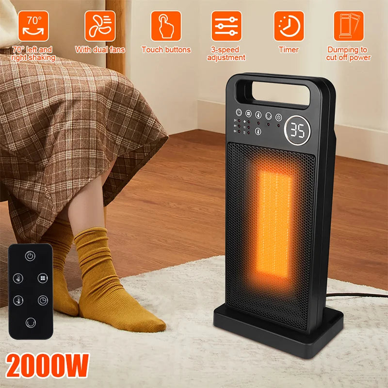 1500W/2000W Electric Heater with Remote Control Home Heating Fans 3 Gears 220V EU Plug Desk Heater PTC Ceramic Heater for Room - Buy Cheaply Furniture