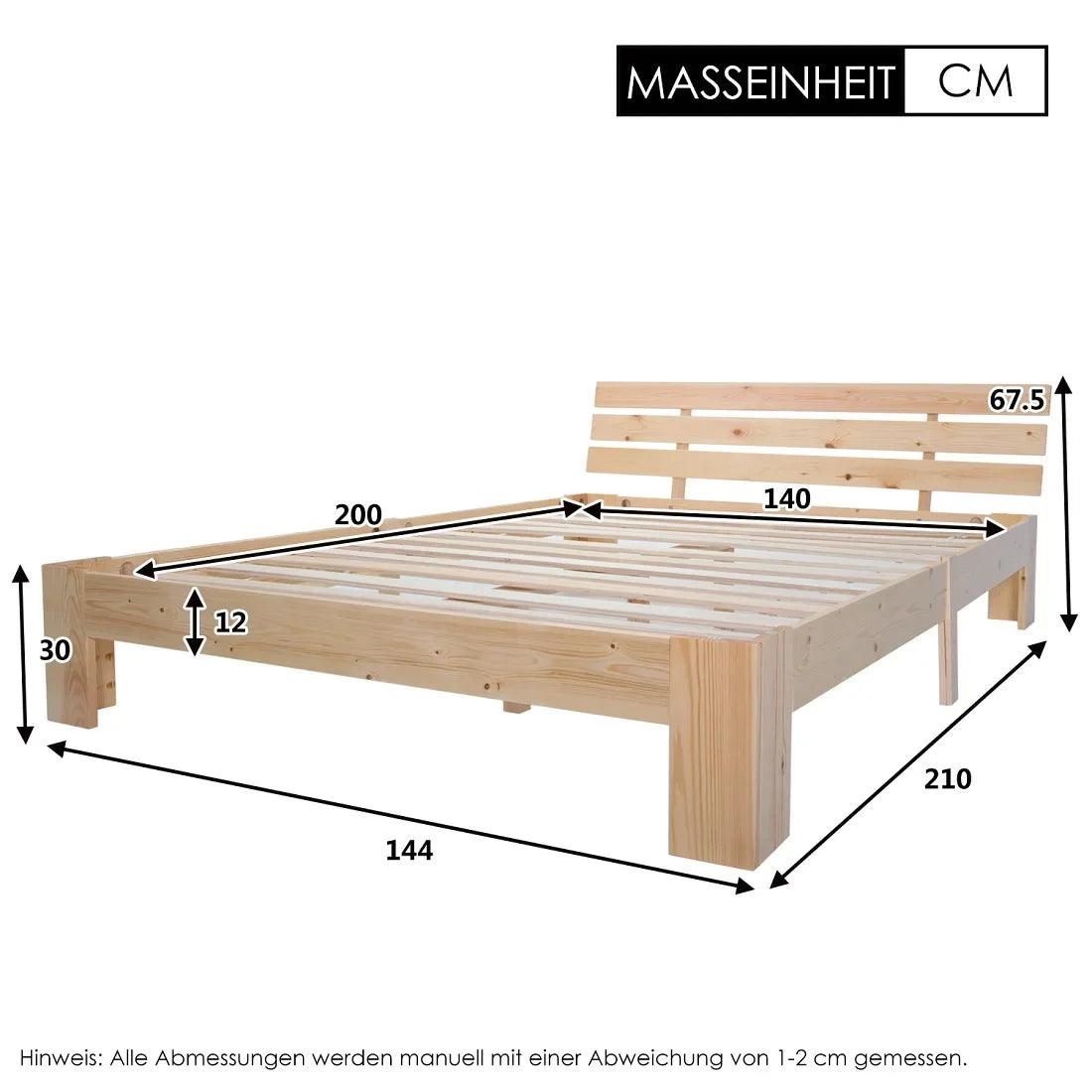 Double Bed with Headboard with Slatted Frame 200X140cm - Buy Cheaply Furniture