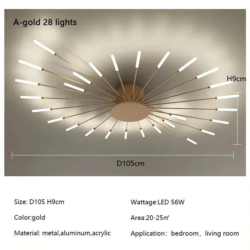 Modern Firework Led Chandeliers Lighting Lamp Home Decor Living Room Ceiling Lights Luminaria Bedroom Black Gold Spiral Lamparas - Buy Cheaply Furniture