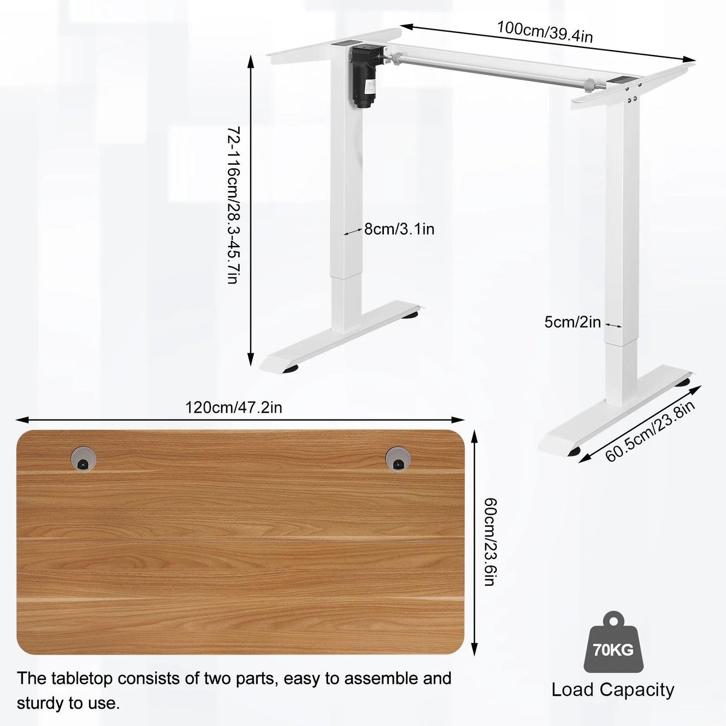 Electric Steel Standing Gaming Table 120x60cm Height Adjustable Computer Office Desk with 4 Memory Controls for Home - Buy Cheaply Furniture