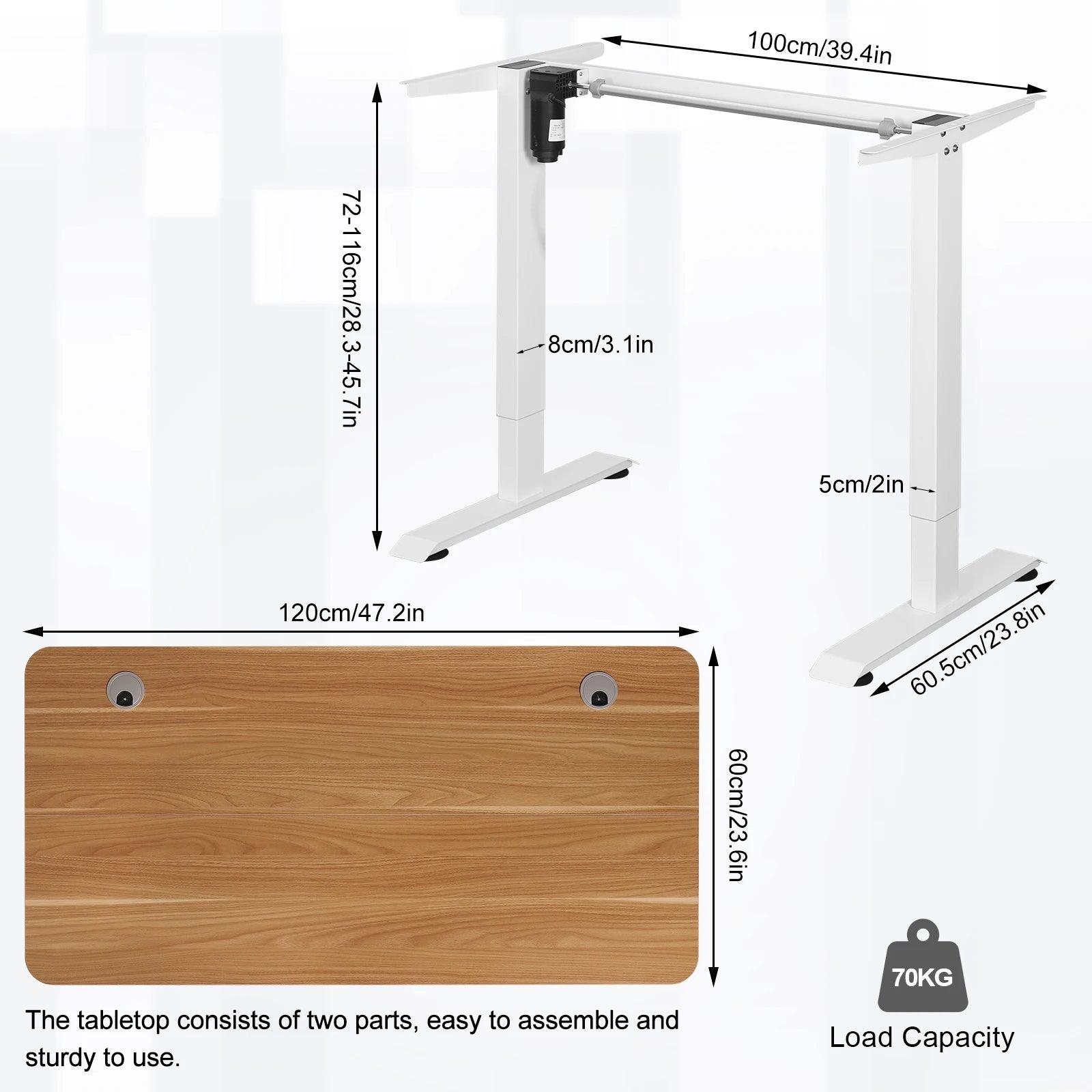 Electric Steel Standing Gaming Table 120x60cm Height Adjustable Computer Office Desk with 4 Memory Controls for Home - Buy Cheaply Furniture