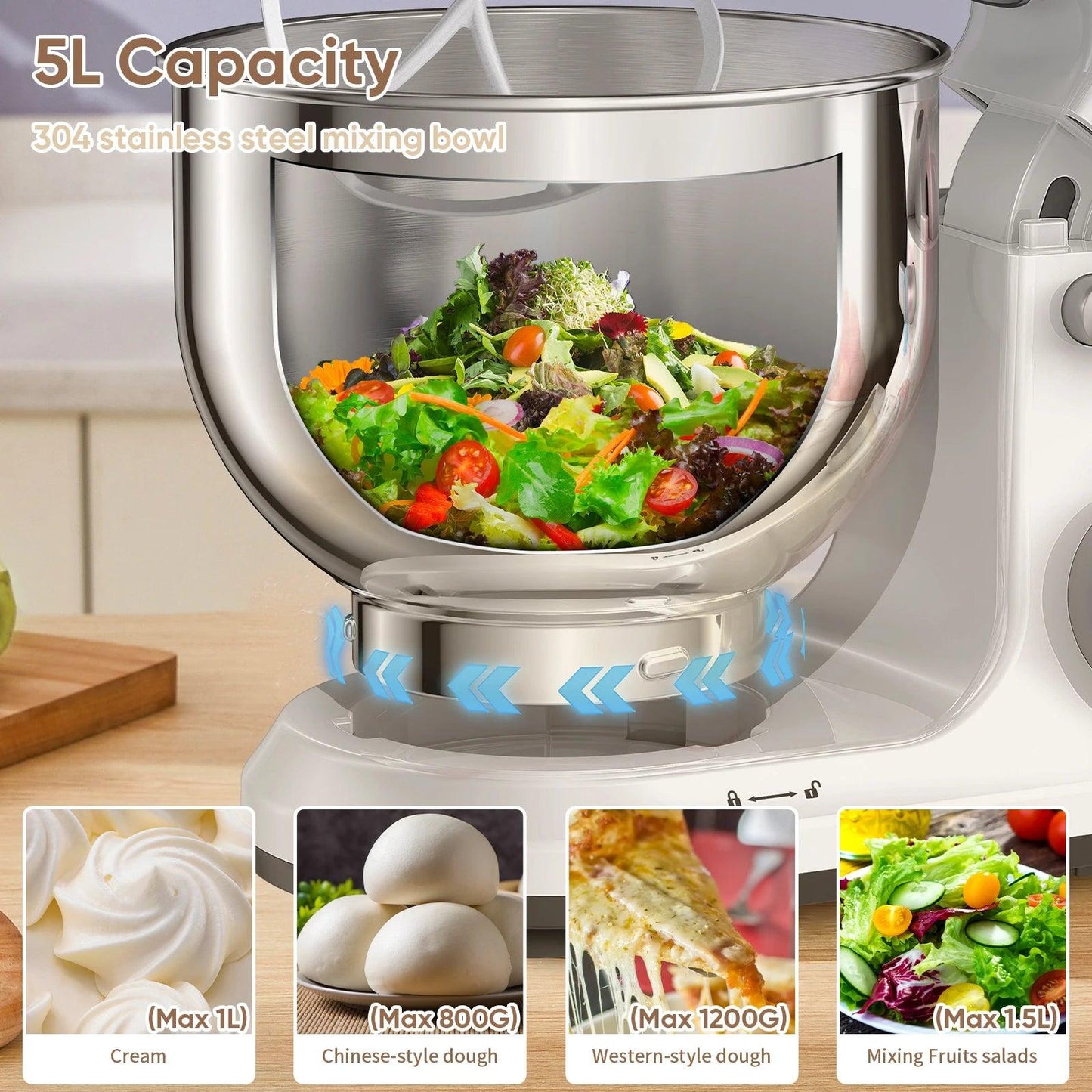 BioloMix Kitchen Food Stand Mixer, 1200W 11-Speeds DC Motor, Digital OLED Screen, Electric Food Mixer with Dough Hook, Whisk - Buy Cheaply Furniture