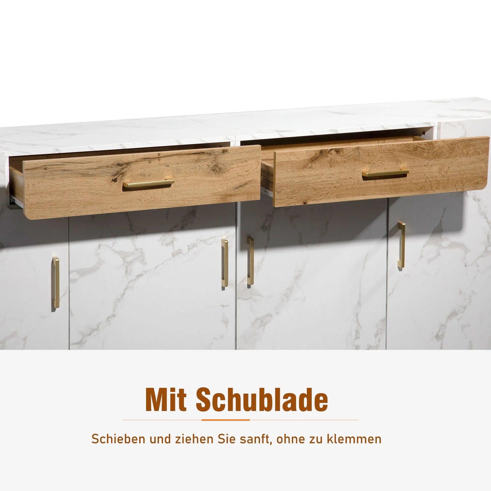 Sideboard, Küchenschrank, Aufbewahrungsschrank , 208 x 39.5 x 80 cm, Kommode mit 4 Türen, 2 Schubkästen, Buffets - Buy Cheaply Furniture