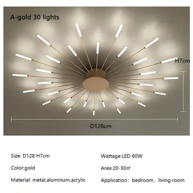 Modern Firework Led Chandeliers Lighting Lamp Home Decor Living Room Ceiling Lights Luminaria Bedroom Black Gold Spiral Lamparas - Buy Cheaply Furniture