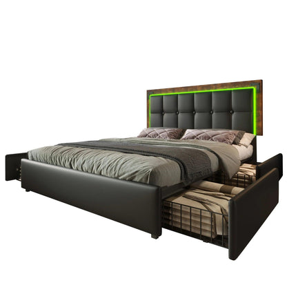 Bed 140x200 cm Upholstery with LED bar - Buy Cheaply Furniture