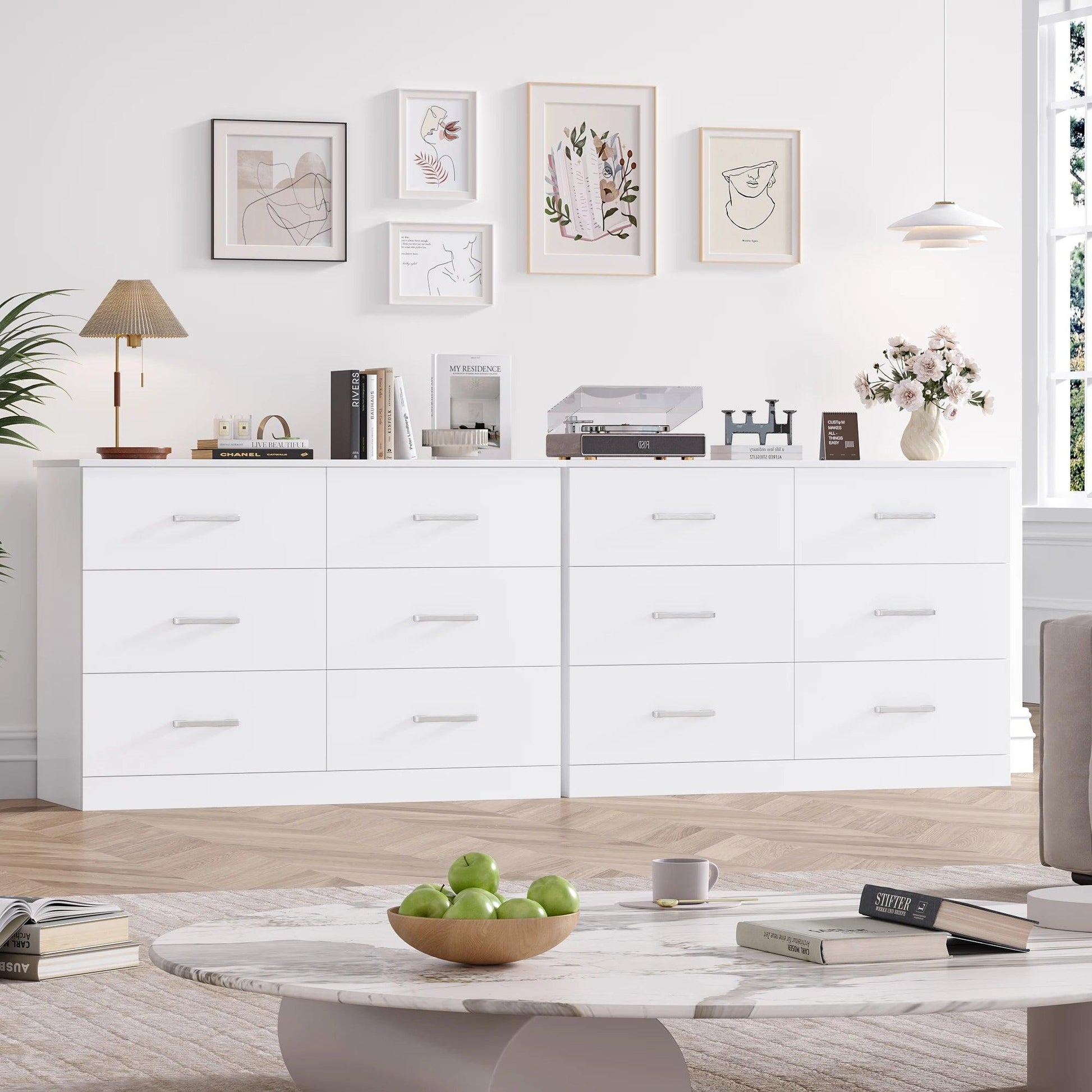 Getone Bedroom Chest of Drawers White Storage Cabinet for Bedroom Sideboard Dresser Wooden 108x73x40cm - Buy Cheaply Furniture