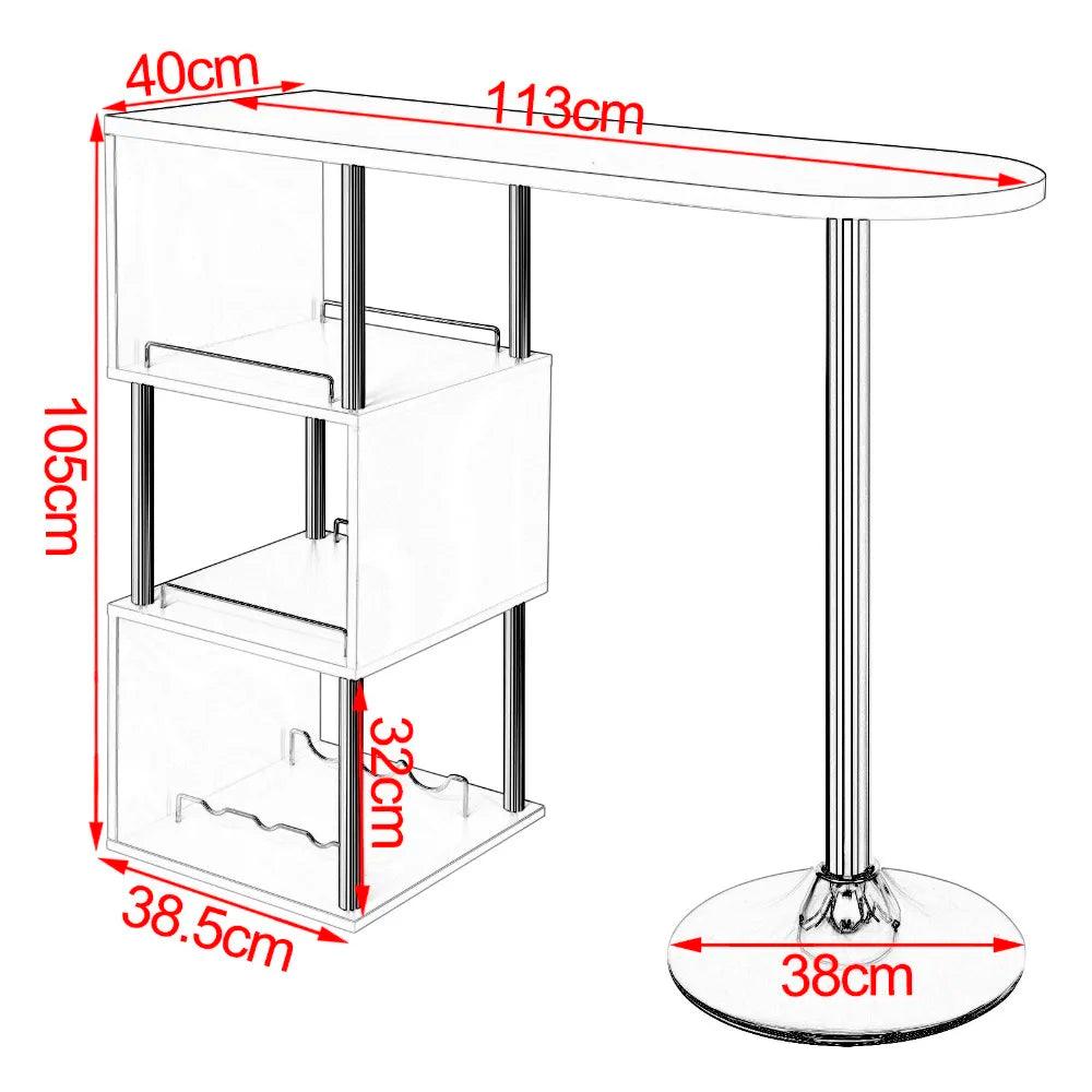 1PC Bar Table Bistro Breakfast Dining Table Kitchen Coffee Table with 3-Tier Storage Shelves for Beverage Display Space Divider - Buy Cheaply Furniture