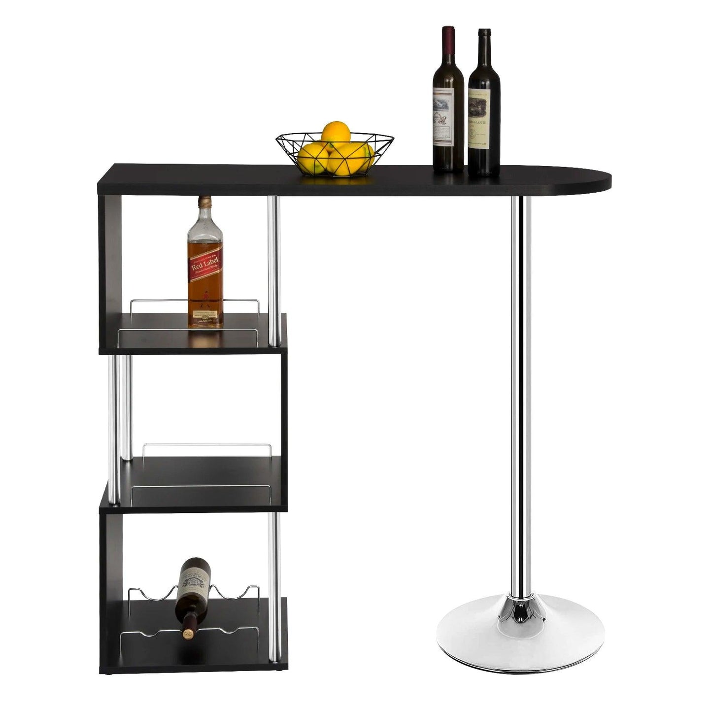 1PC Bar Table Bistro Breakfast Dining Table Kitchen Coffee Table with 3-Tier Storage Shelves for Beverage Display Space Divider - Buy Cheaply Furniture