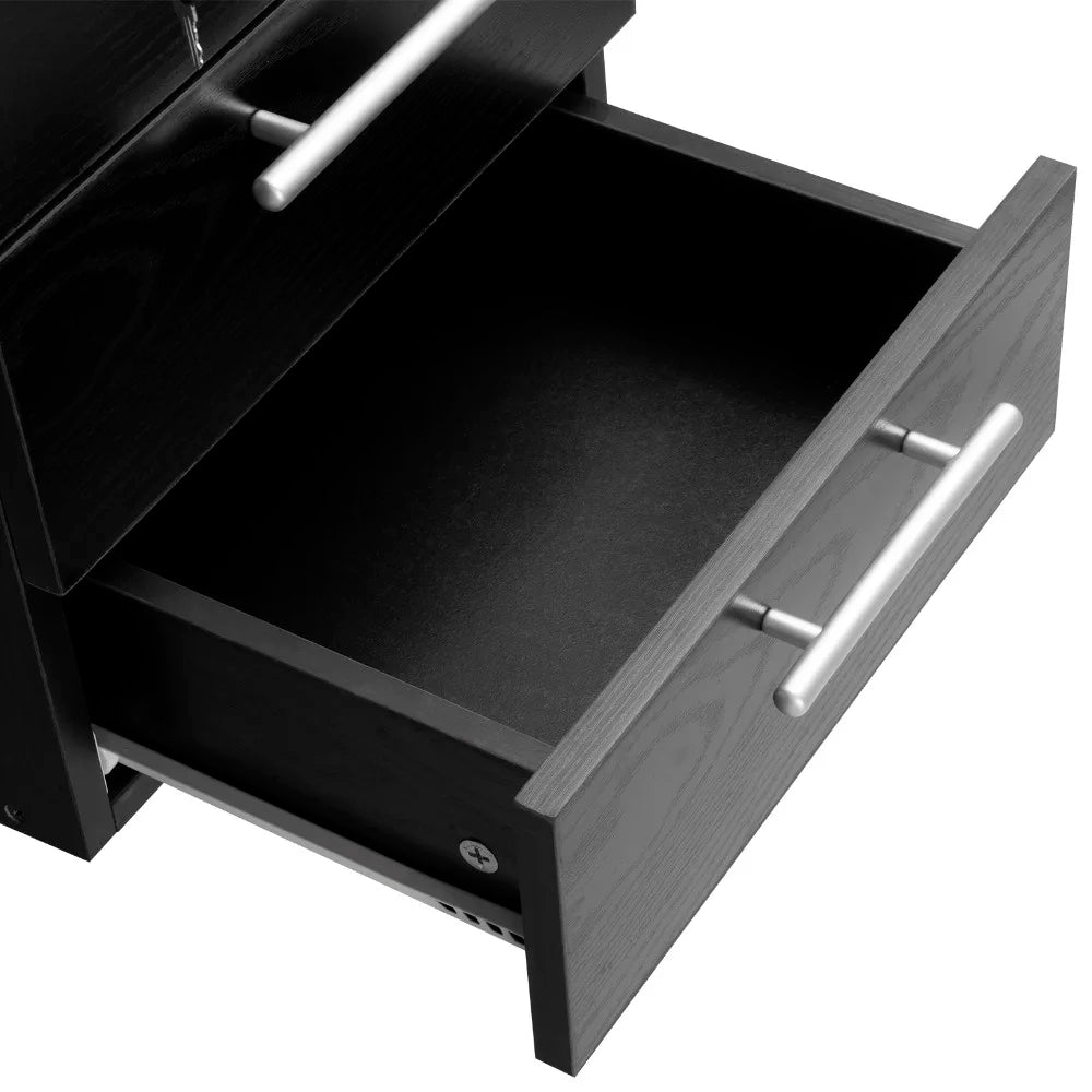 Black/White Chipboard Office Desk with Lock & 3 Drawers for Study